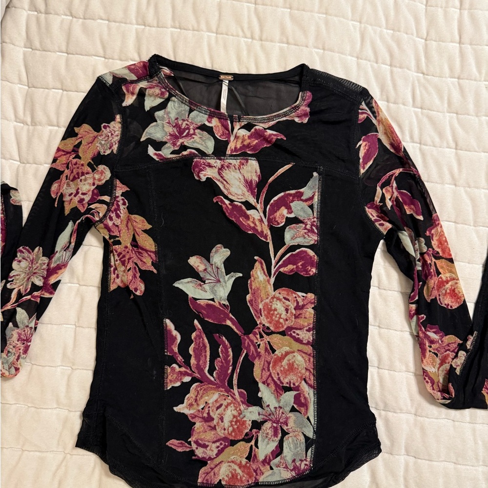 Free People floral black shirt